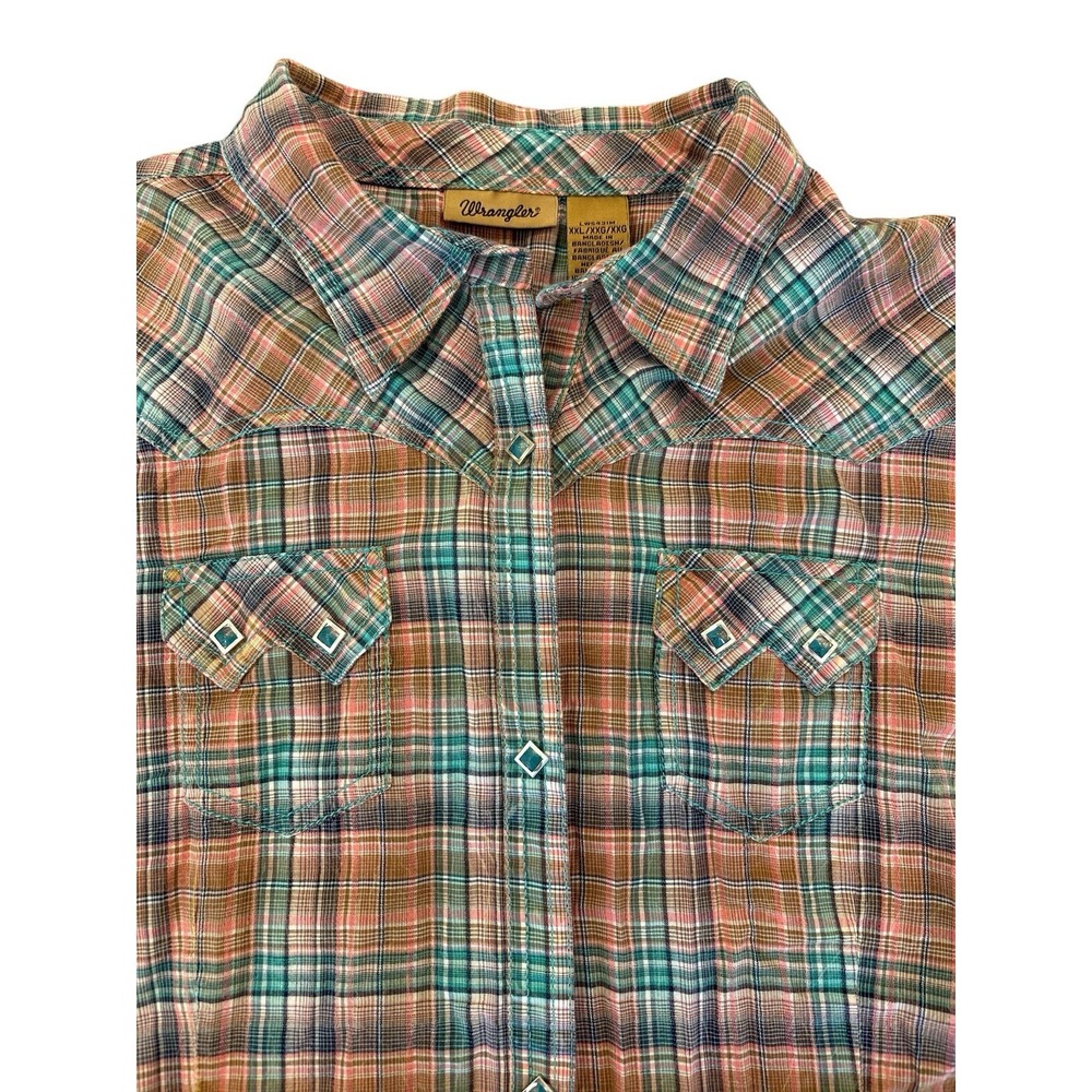 Wrangler Womens Shirt Size XXL Multicolor Plaid‎ Button Up L/S 100% Cotton READ - Picture 4 of 11